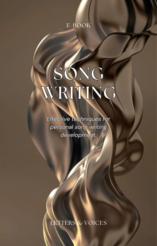 Book cover titled 'Song Writing' with artistic design on a brown background